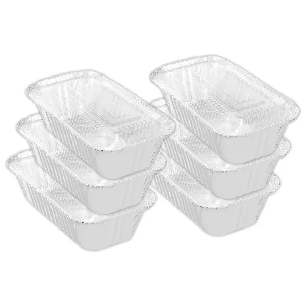 10 Pack Lemon & Lime Rectangle Baking Foil Tray With Clear Lid - 20cm x 5cm