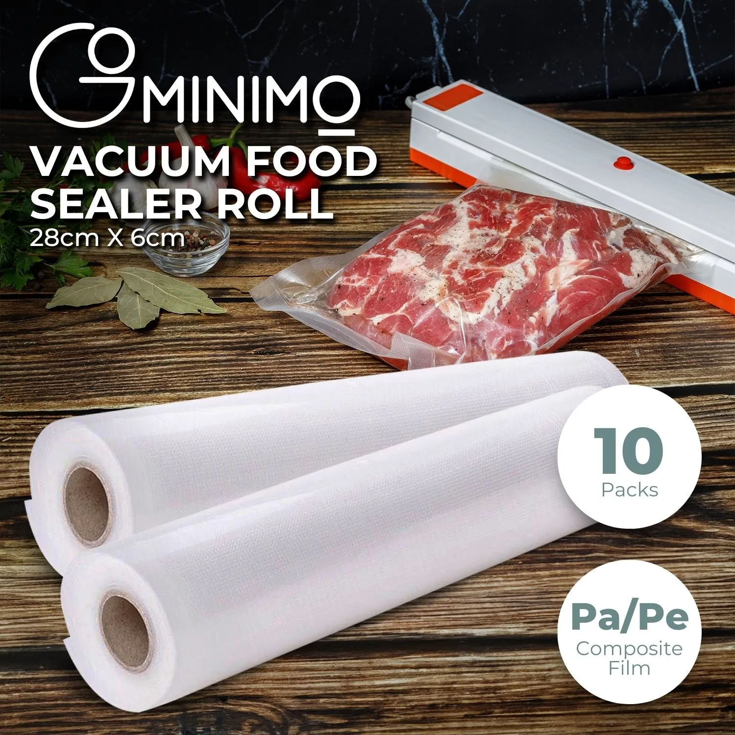 10 Pack Vacuum Food Sealer Rolls, Universal Compatible, Multi-Purpose