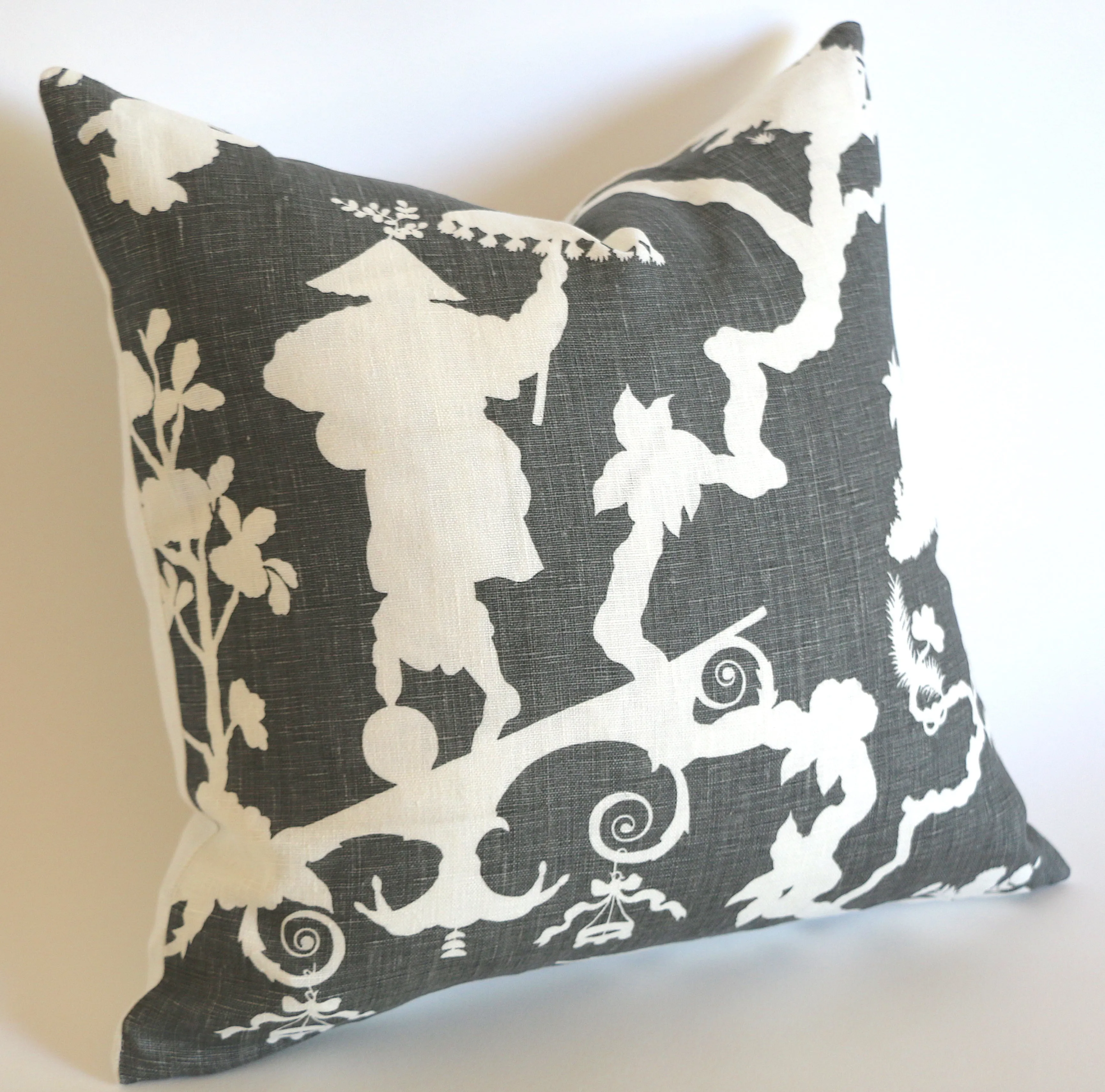 10 Sizes Available: SHANTUNG SILHOUETTE, Smoke / Schumacher Pillow Cover