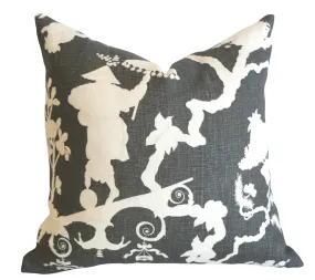 10 Sizes Available: SHANTUNG SILHOUETTE, Smoke / Schumacher Pillow Cover