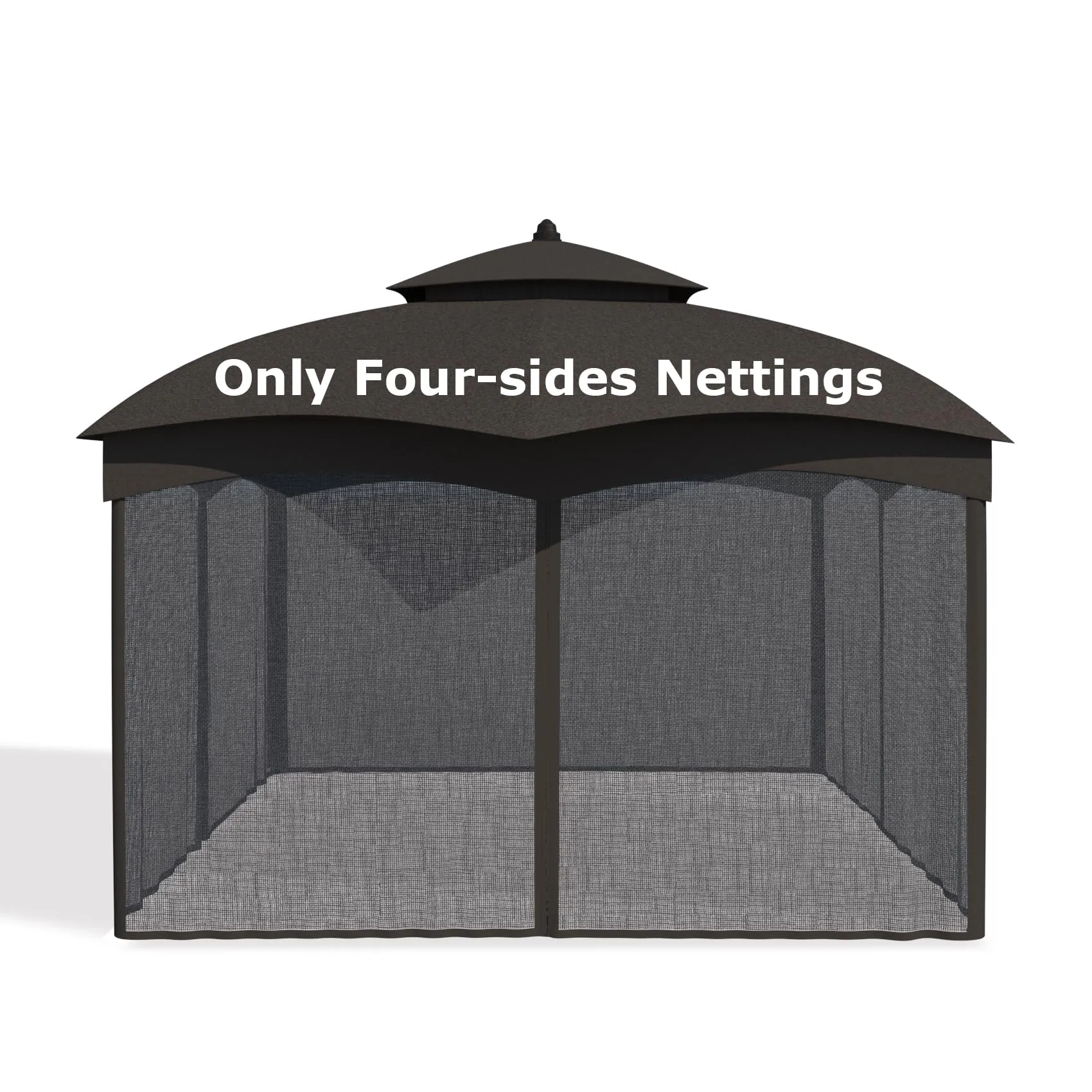 10x12ft Gazebo Universal Mosquito Netting Replacement, Outdoor Canopy Netting Wall Screen with Two-Sided Zippers, Mesh Netting 4-Panel Screen Sidewall Curtain for Most 10' x 12' Gazebo (Black)