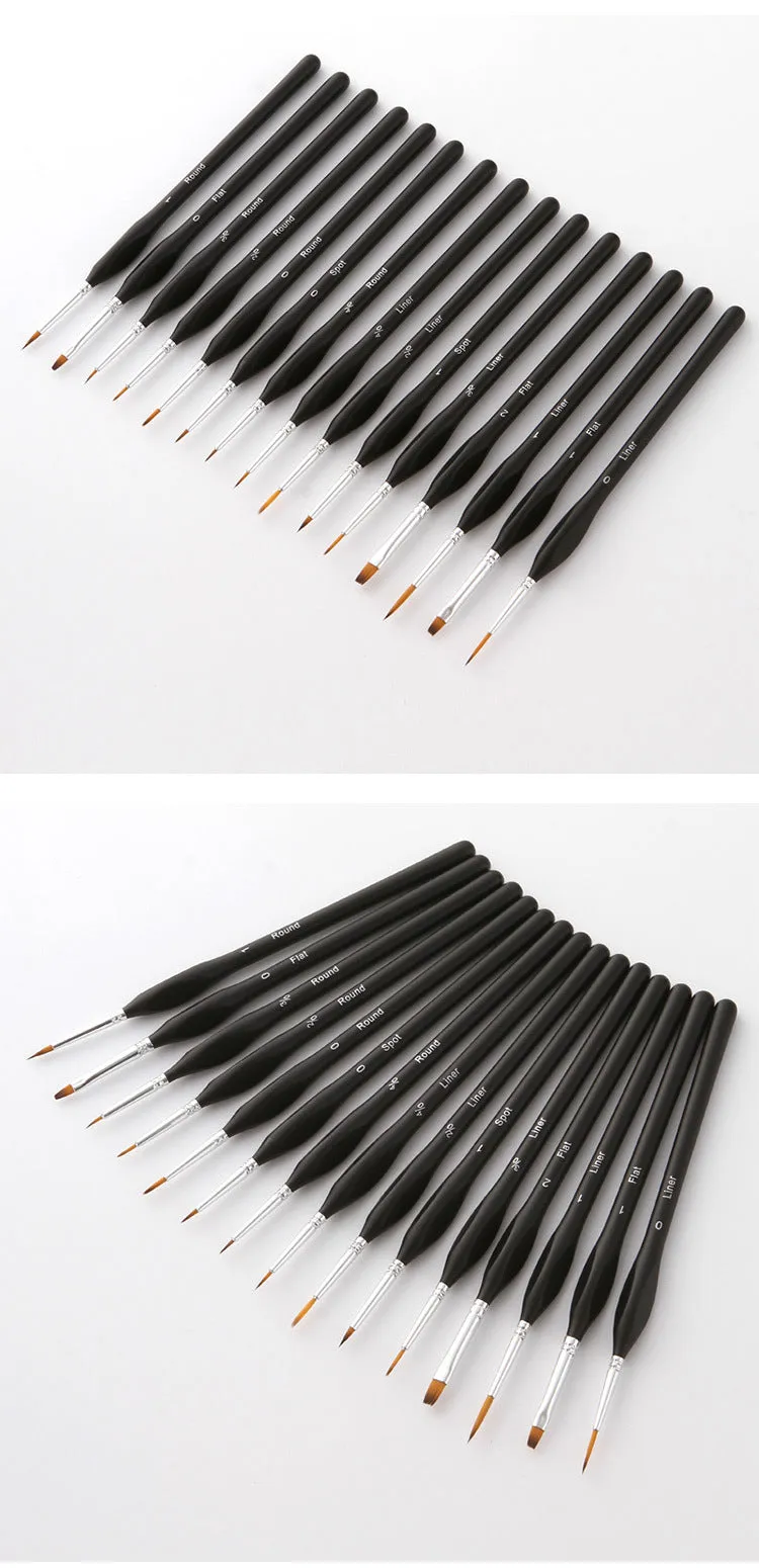 15 Black Triangle Pole Nylon Wool Watercolor Brush Pen Oil Painting Brush