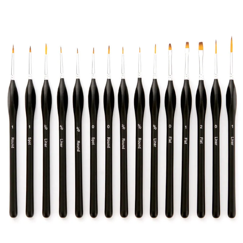 15 Black Triangle Pole Nylon Wool Watercolor Brush Pen Oil Painting Brush