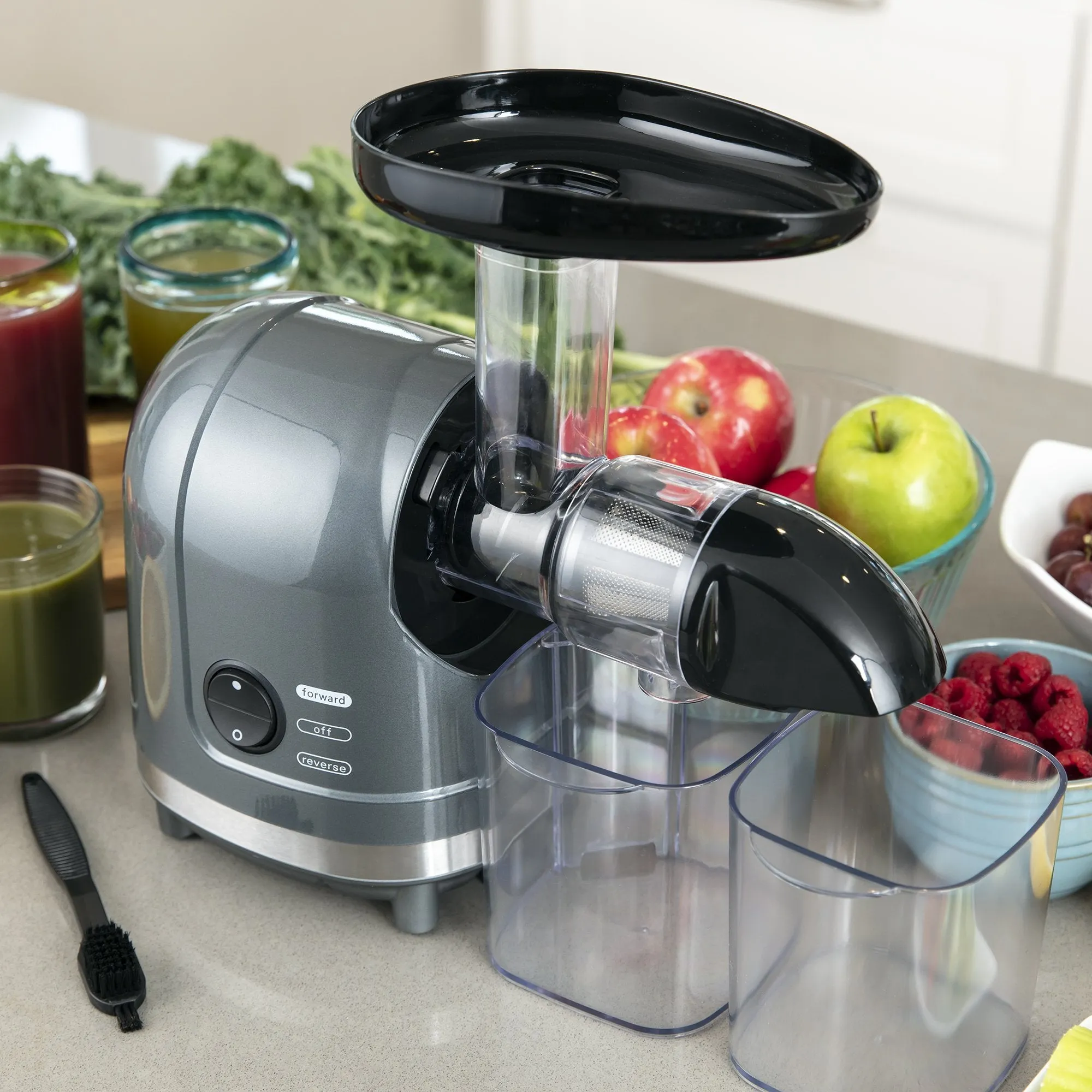 150W Horizontal Slow Masticating Juicer w/ Reverse Mode, Quiet Motor