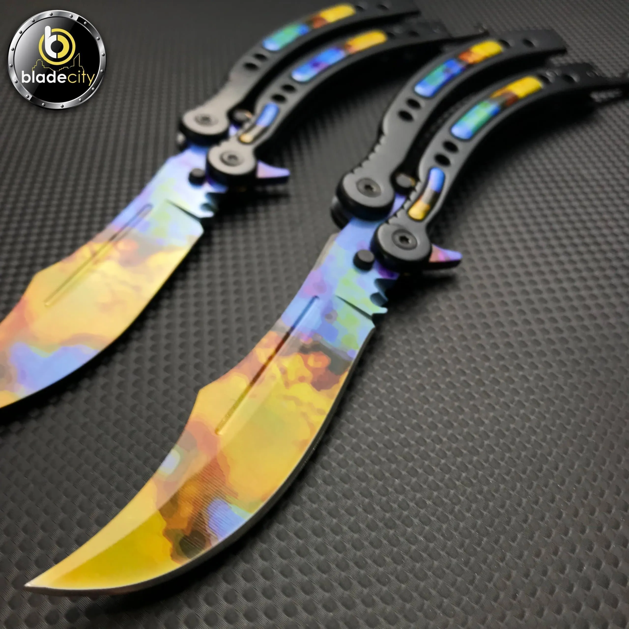 *2 Pieces* Case Hardened Balisong Trainer & Sharp Butterfly Set