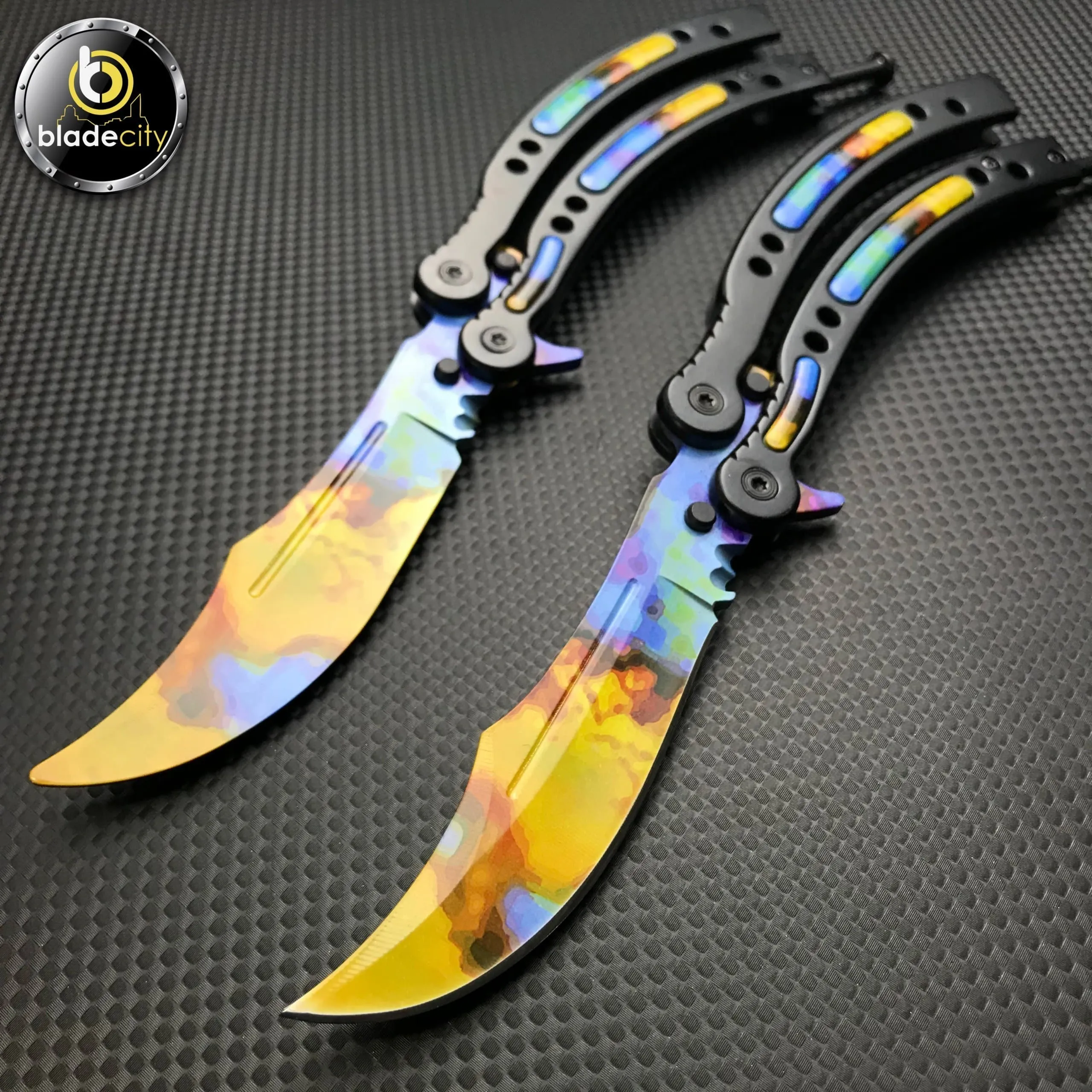 *2 Pieces* Case Hardened Balisong Trainer & Sharp Butterfly Set