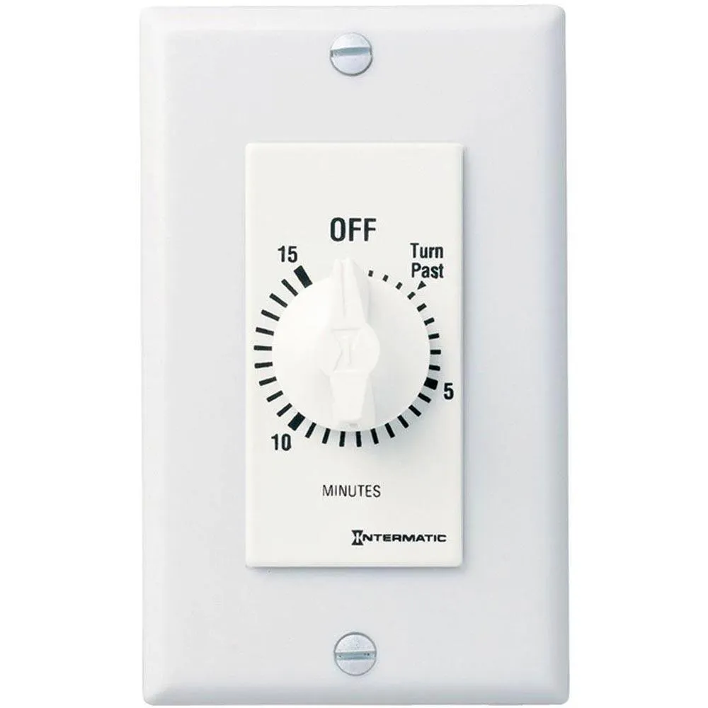 20 Amp 15-Minutes In-Wall Spring Wound Timer Switch White