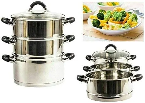 24cm 3-Tier Stainless Steel Steamer