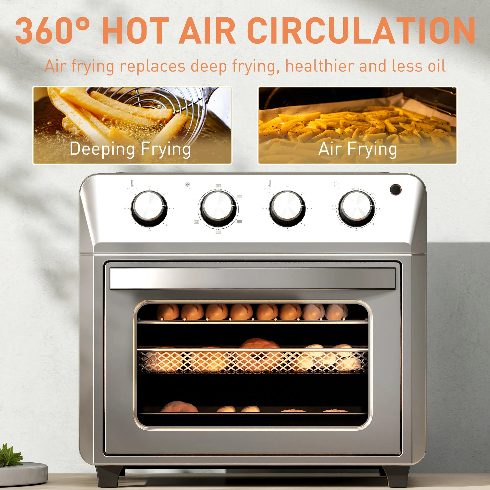 24L Air Fryer Oven, Small Electric Oven, Grill, Roast, Bake, 1600W