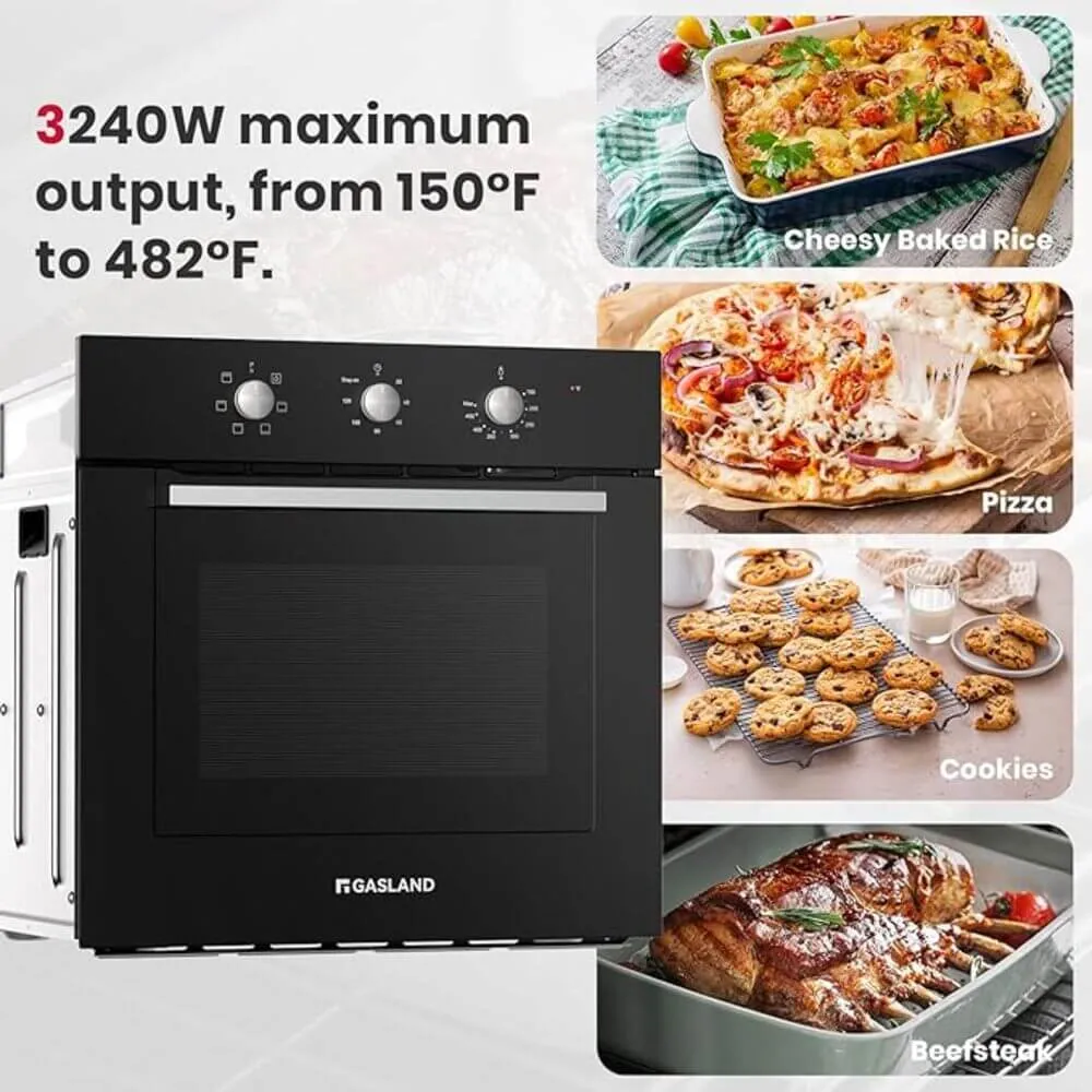 24" 2.3Cu.f 5 Modes Built-in Electric Single Wall Oven - Black