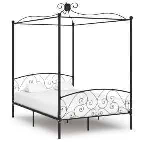 284477 vidaXL Canopy Bed Frame without Mattress Black Metal 140x200 cm