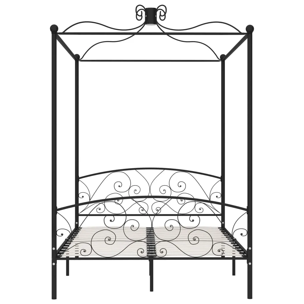 284477 vidaXL Canopy Bed Frame without Mattress Black Metal 140x200 cm