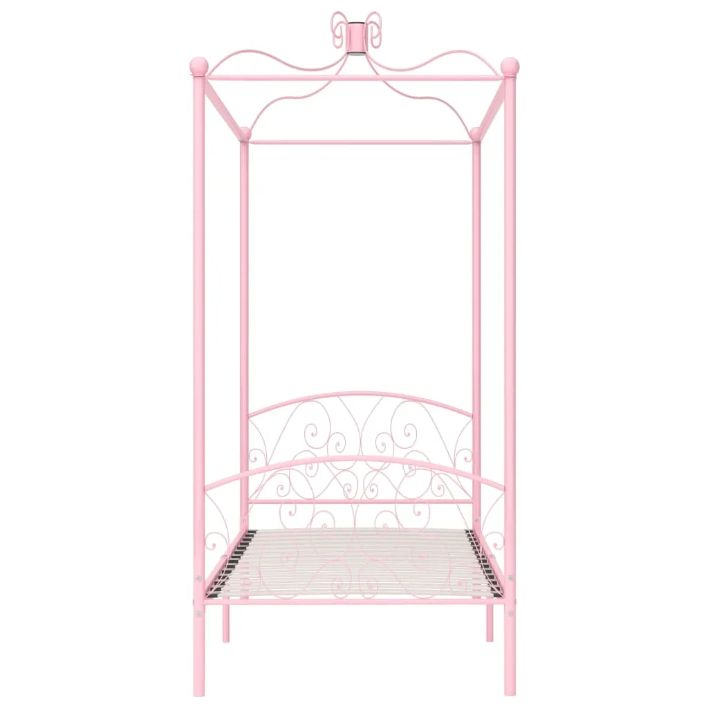 284486 vidaXL Canopy Bed Frame without Mattress Pink Metal 90x200 cm