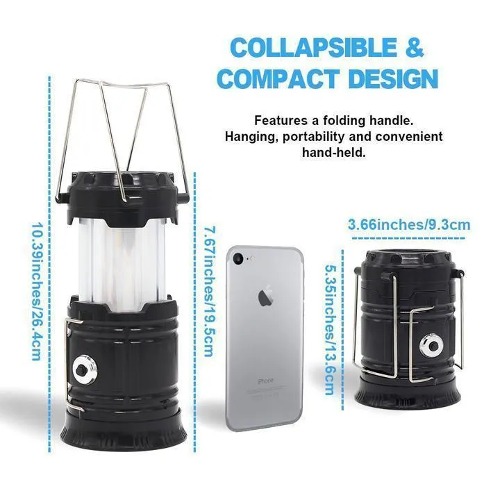 3-In-1 Retractable Camping Flame Lantern Battery Powered Portable Outdoor