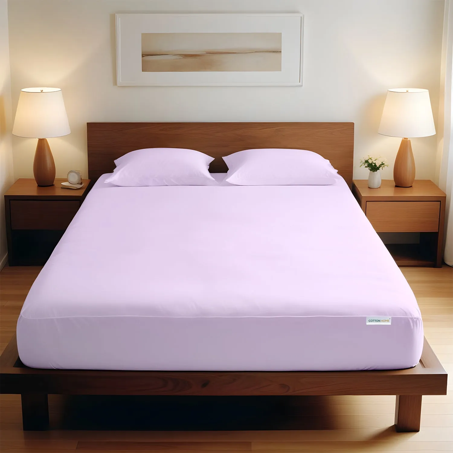 3 Piece Fitted Sheet Set Super Soft Light Purple Single Size 120x200 25cm with 2 Pillow Case