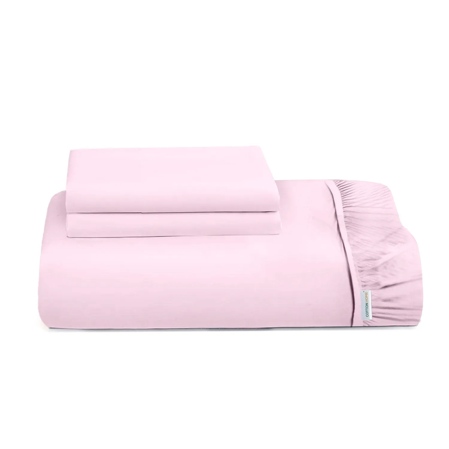 3 Piece Fitted Sheet Set Super Soft Pink Twin Size 160x200 30cm with 2 Pillow Case