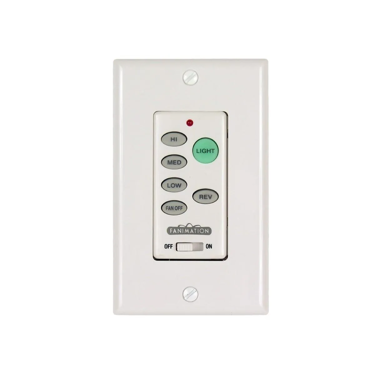 3-Speed Ceiling Fan and Light Wall Control with Reversing Switch, White Finish