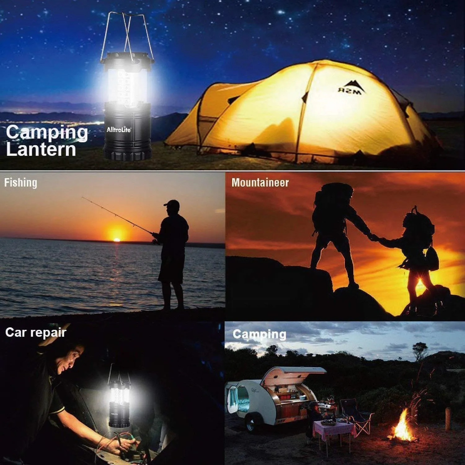 350 Lumen COB LED Collapsible Lantern Lights - Assorted Colors