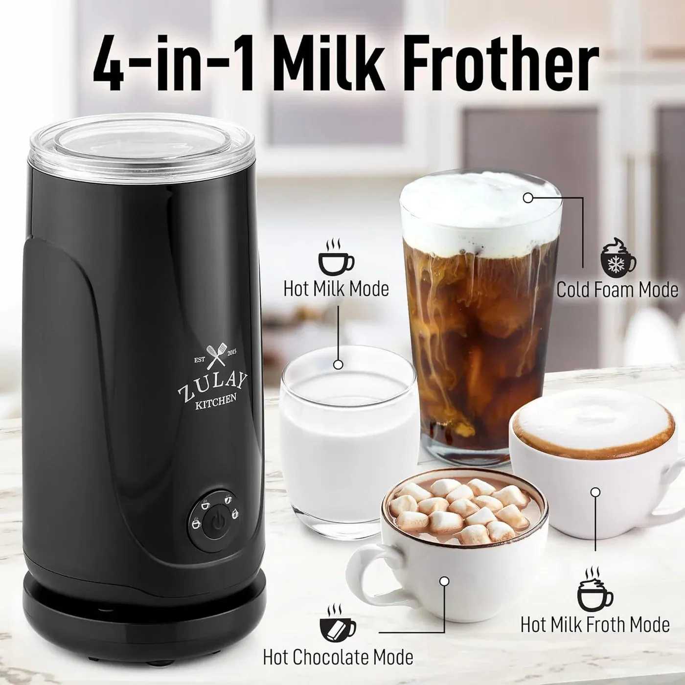 4-in-1 Cyberfroth Milk Frother & Steamer