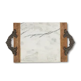 Acanthus Marble Charcuterie Tray - Elegant Serving Board for Snacks, Appetizers & Baking Needs