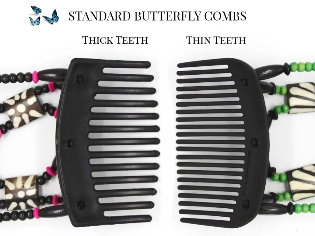 African Butterfly Thick Hair Comb - Beada Tube Brown 53