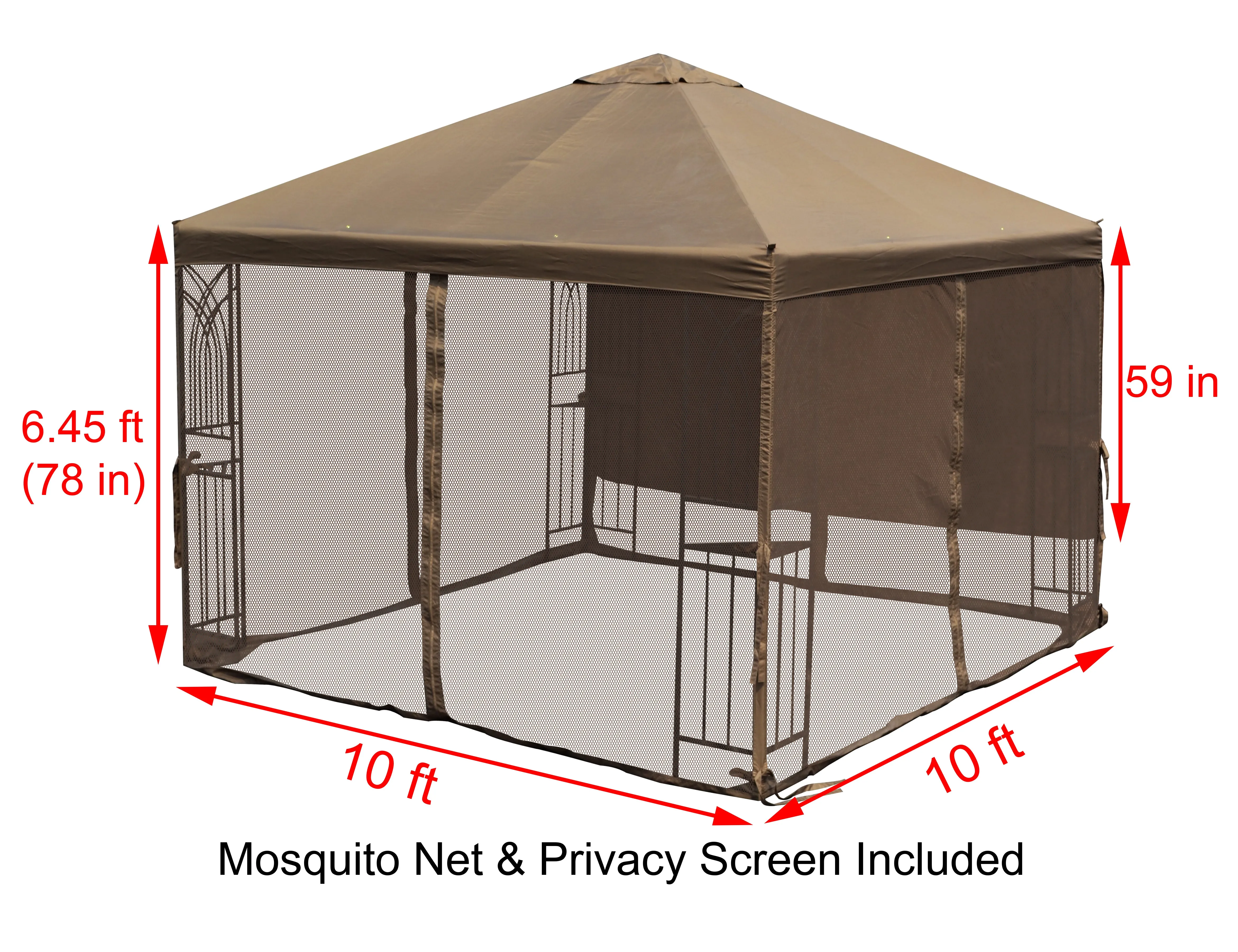 APEX GARDEN  YH-20S067B 10 ft. x 10 ft. Symphony II Gazebo with Mosquito Net, Privacy Screen and Planter Holders