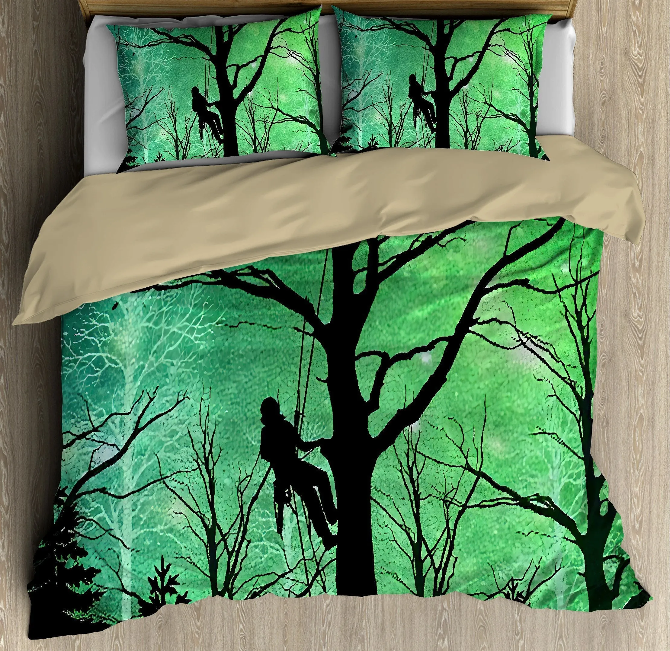 Arborist Logger Lumberjack In Jesus Name I Work Jesus Bedding Set - Christian Bedding Sets