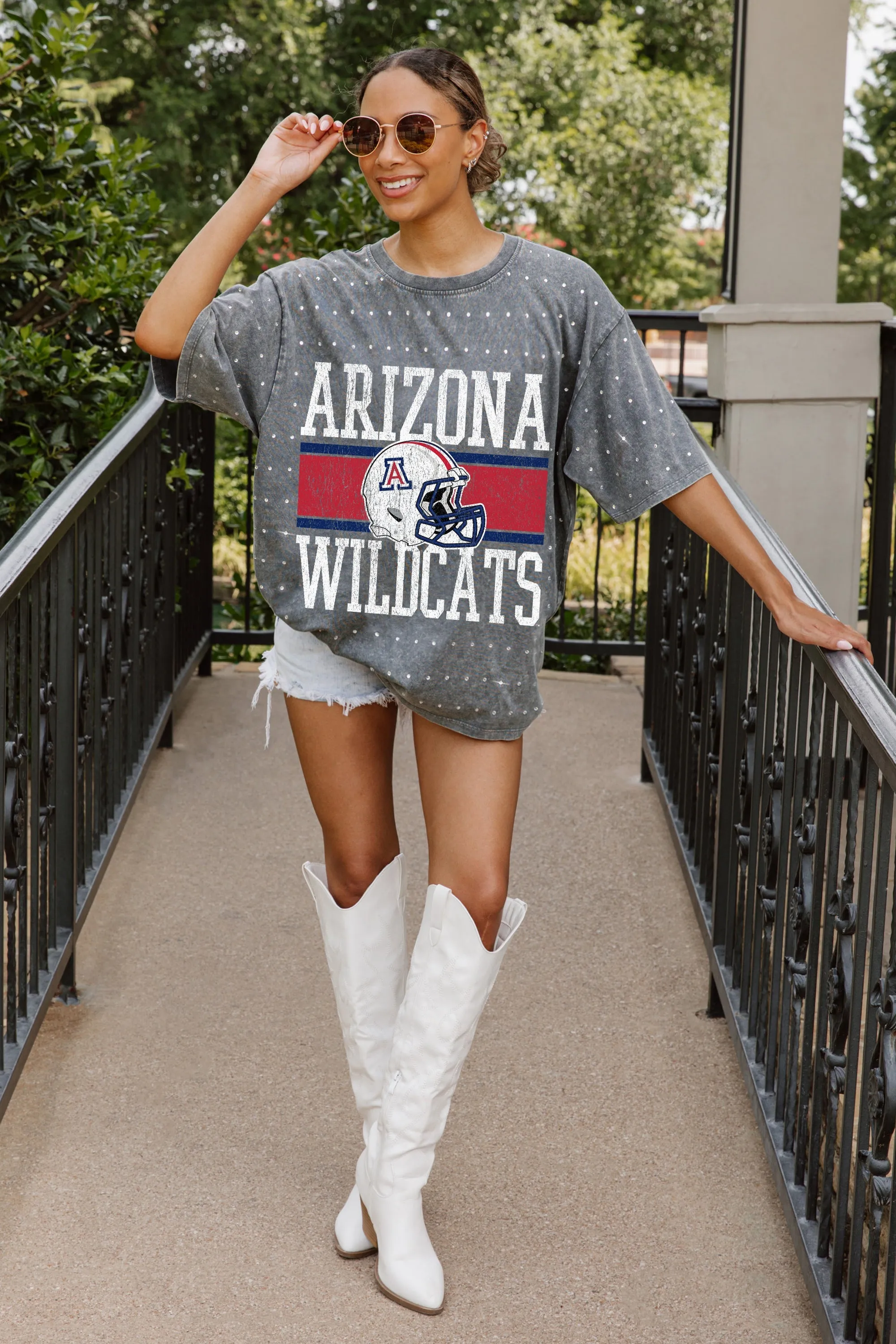 ARIZONA WILDCATS ON THE BALL MINI RHINESTONE SHORT SLEEVE CLASSIC TEE