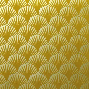 Art Deco Fans Velvet Flock Wallpaper in Golden by Burke Decor