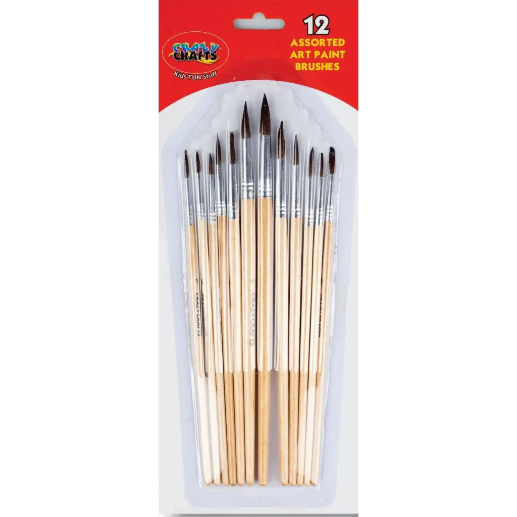 Assorted Paint Brushes - 12pcs