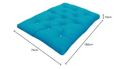 ATOOTFUSION Premium Star Cotton Quilt Mattress - Soft, Firm, Foldable, Rollable, Single Bed, Picnic Star Patterned Thick Star Cotton Mattress(30X72 inches) (Aqua Blue)