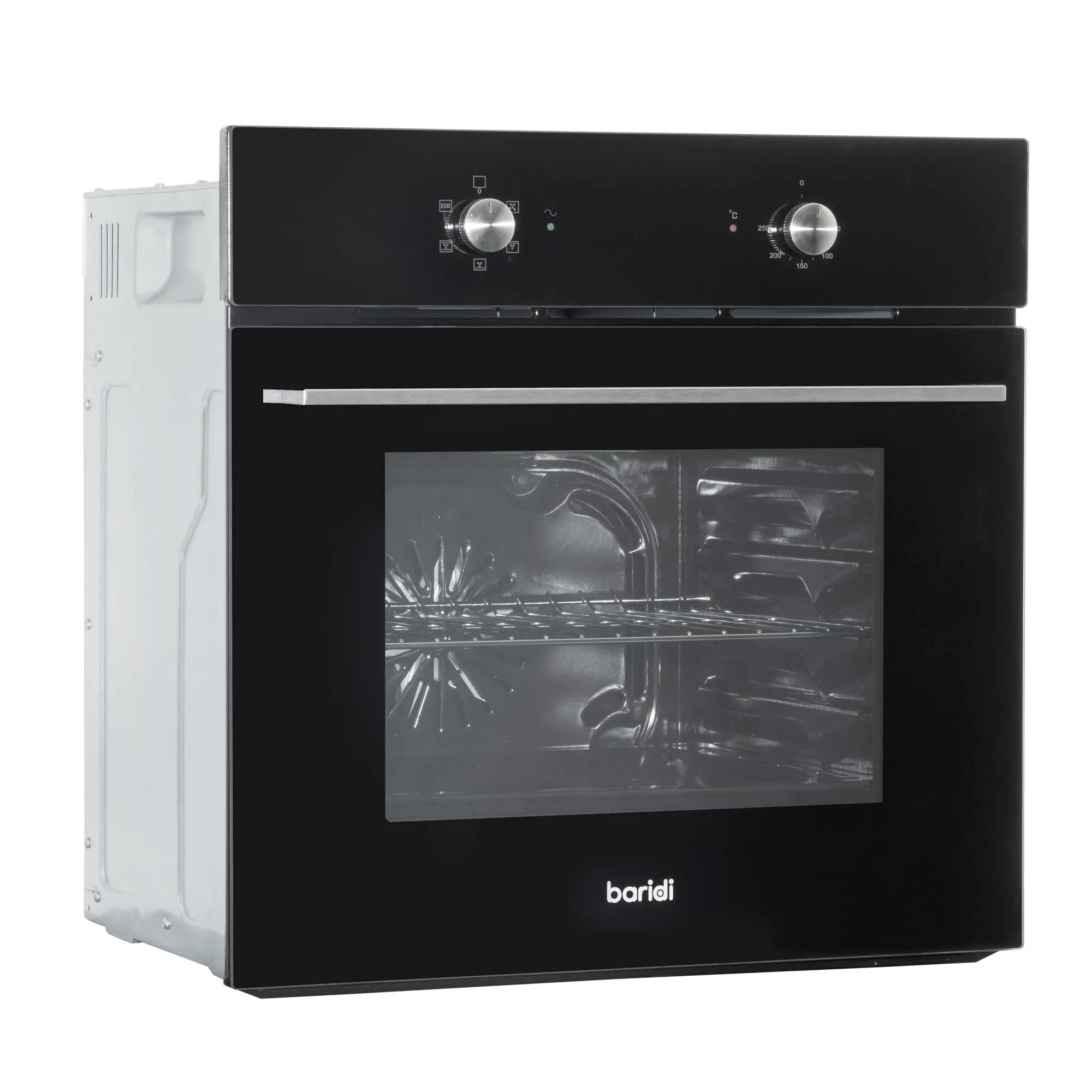 Baridi 60cm Built-In Five Function Fan Assisted, Integrated Electric Oven, 55L, Black - DH124