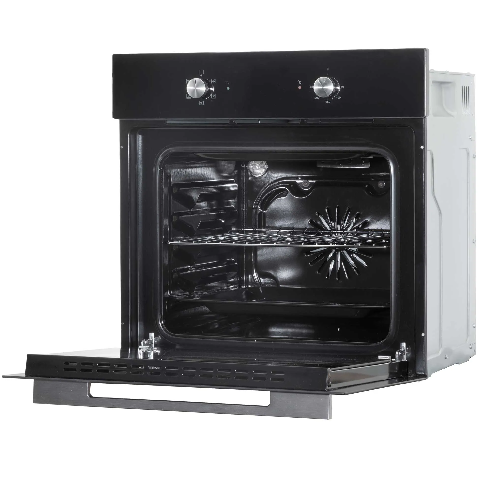 Baridi 60cm Built-In Five Function Fan Assisted, Integrated Electric Oven, 55L, Black - DH124