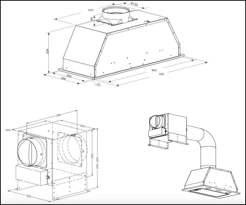 Baumatic INLU90 90cm Off Board Motor Under Cupboard Rangehood