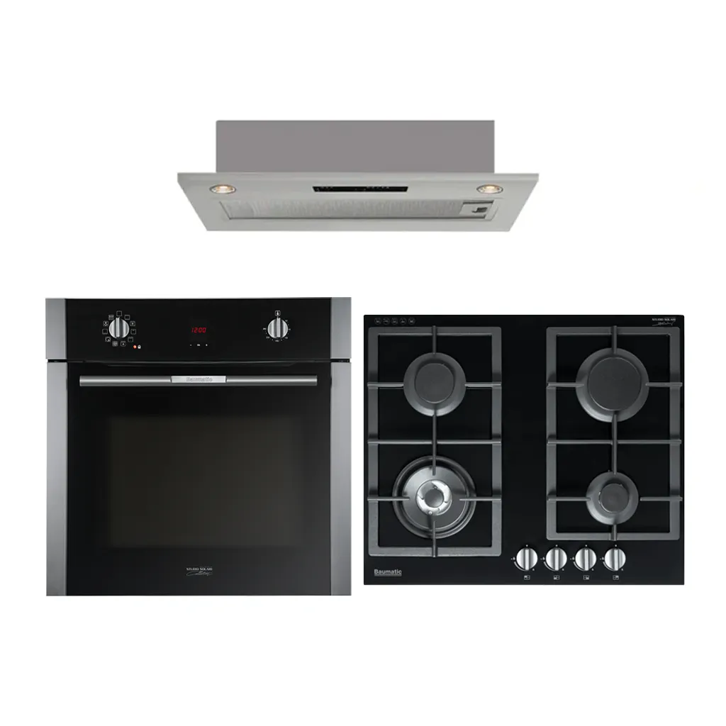 Baumatic Solari Oven and Gas Cooktop with Undermount Rangehood Pack 3