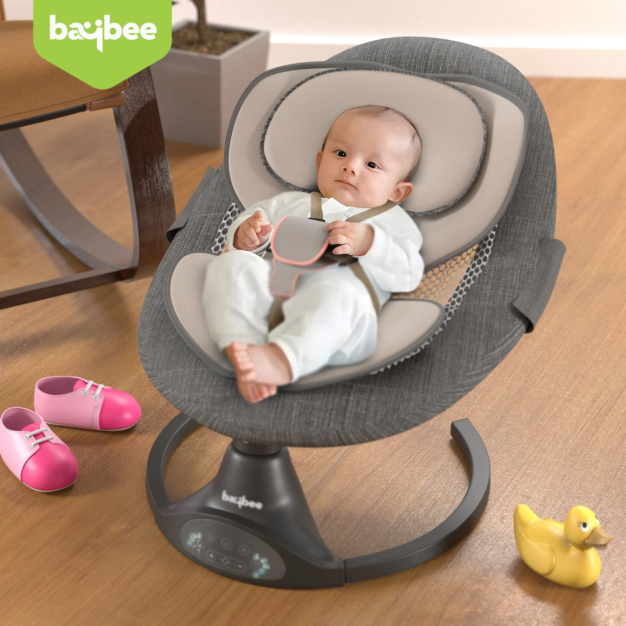 Baybee Automatic Electric Baby Swing Cradle with Adjustable Swing Speed, Music, Mosquito Net, Safety Belt & Removable Toys