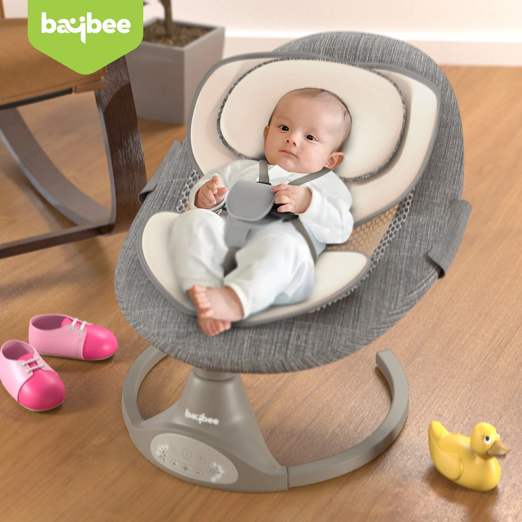 Baybee Automatic Electric Baby Swing Cradle with Adjustable Swing Speed, Music, Mosquito Net, Safety Belt & Removable Toys