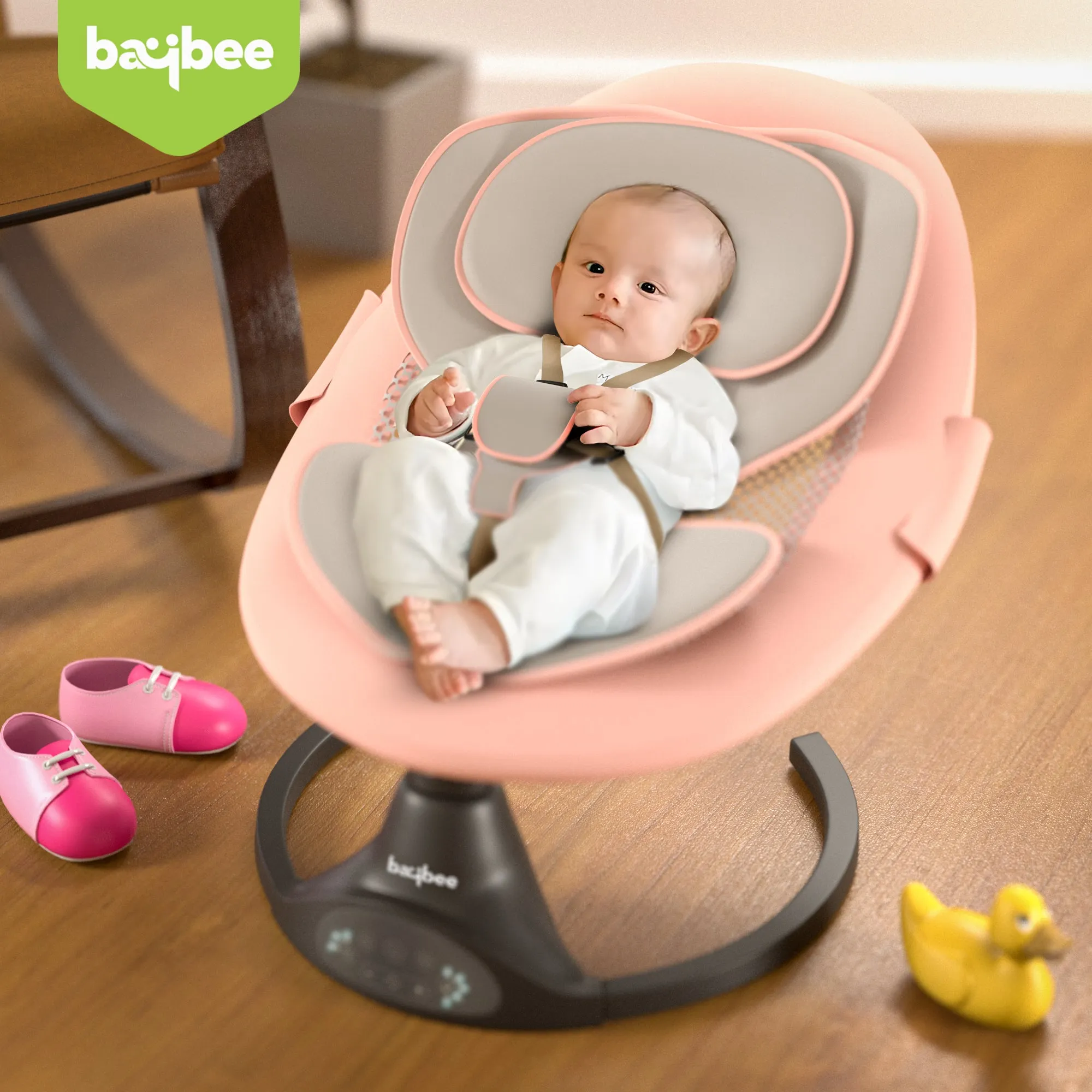 Baybee Automatic Electric Baby Swing Cradle with Adjustable Swing Speed, Music, Mosquito Net, Safety Belt & Removable Toys