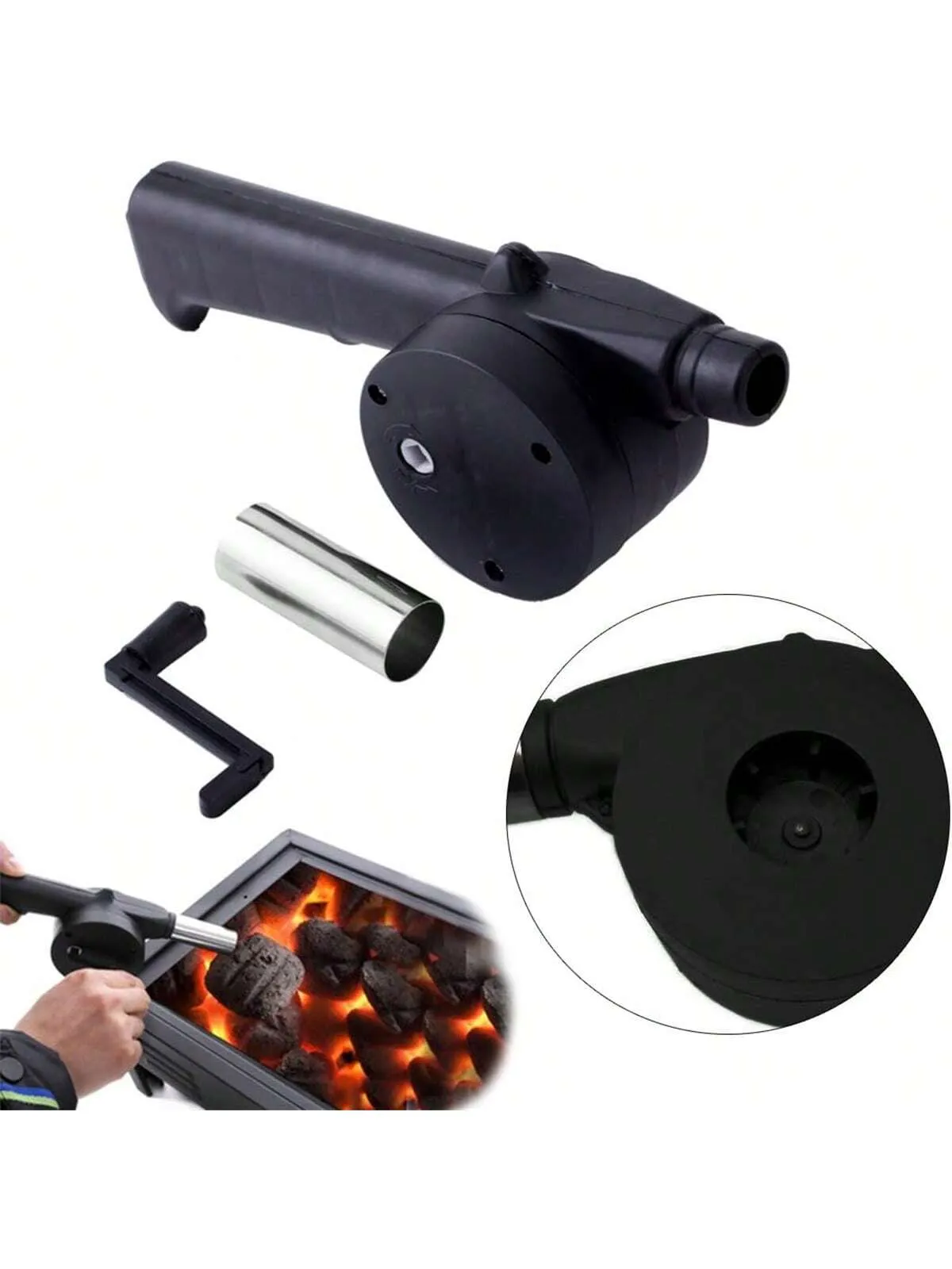 BBQ Fan Air Blower Fast Fire Starter Portable Mini Manual Hand Cran