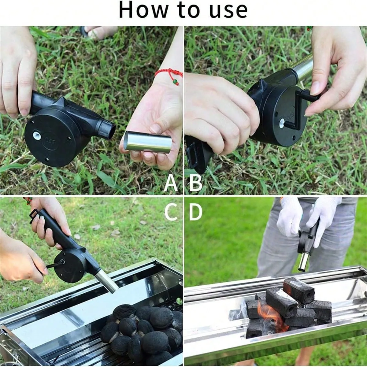 BBQ Fan Air Blower Fast Fire Starter Portable Mini Manual Hand Cran