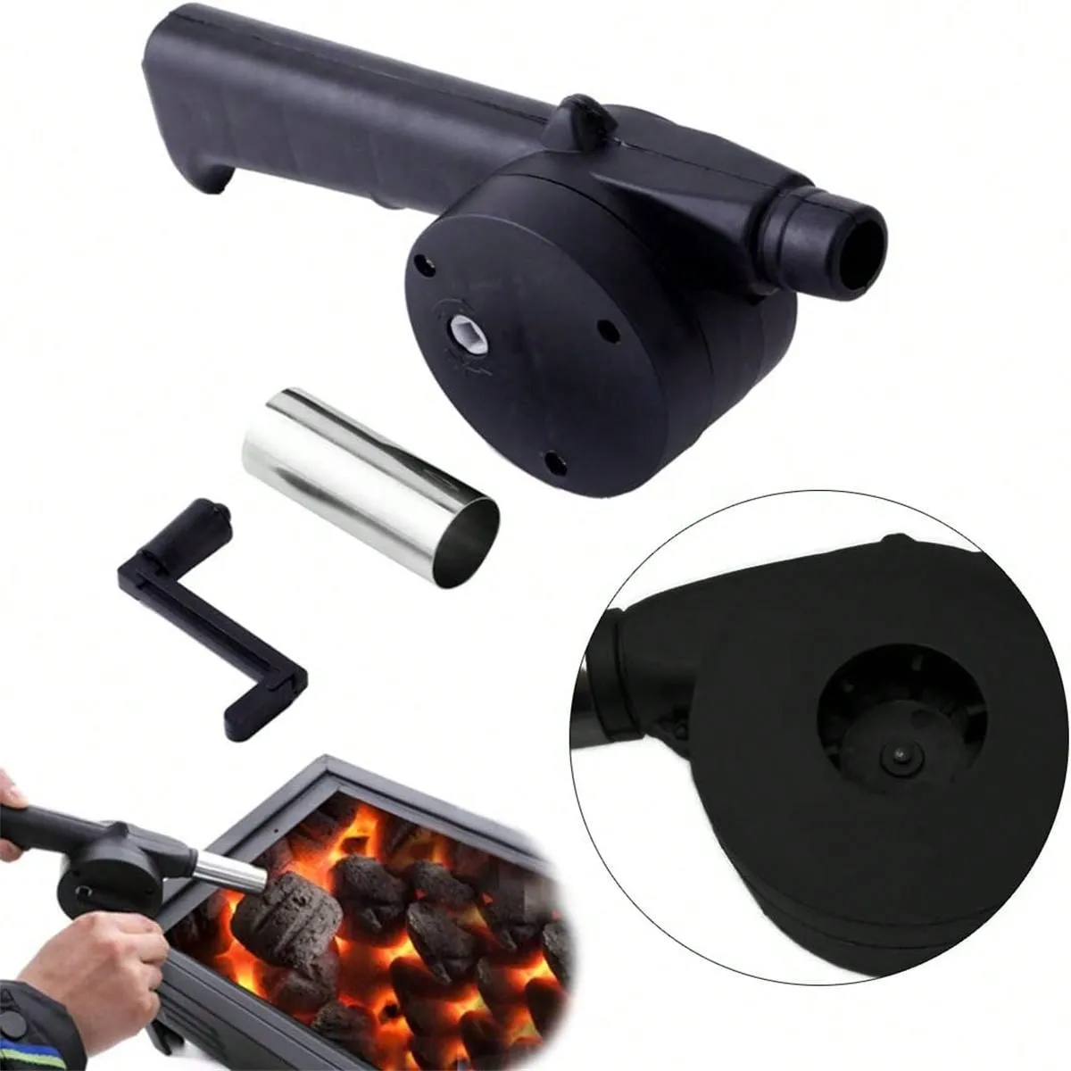 BBQ Fan Air Blower Fast Fire Starter Portable Mini Manual Hand Cran