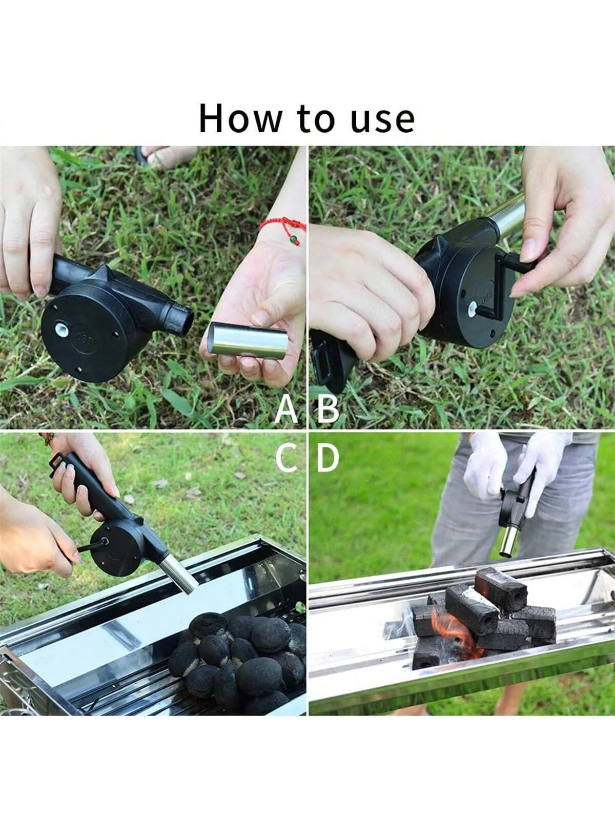 BBQ Fan Air Blower Fast Fire Starter Portable Mini Manual Hand Cran