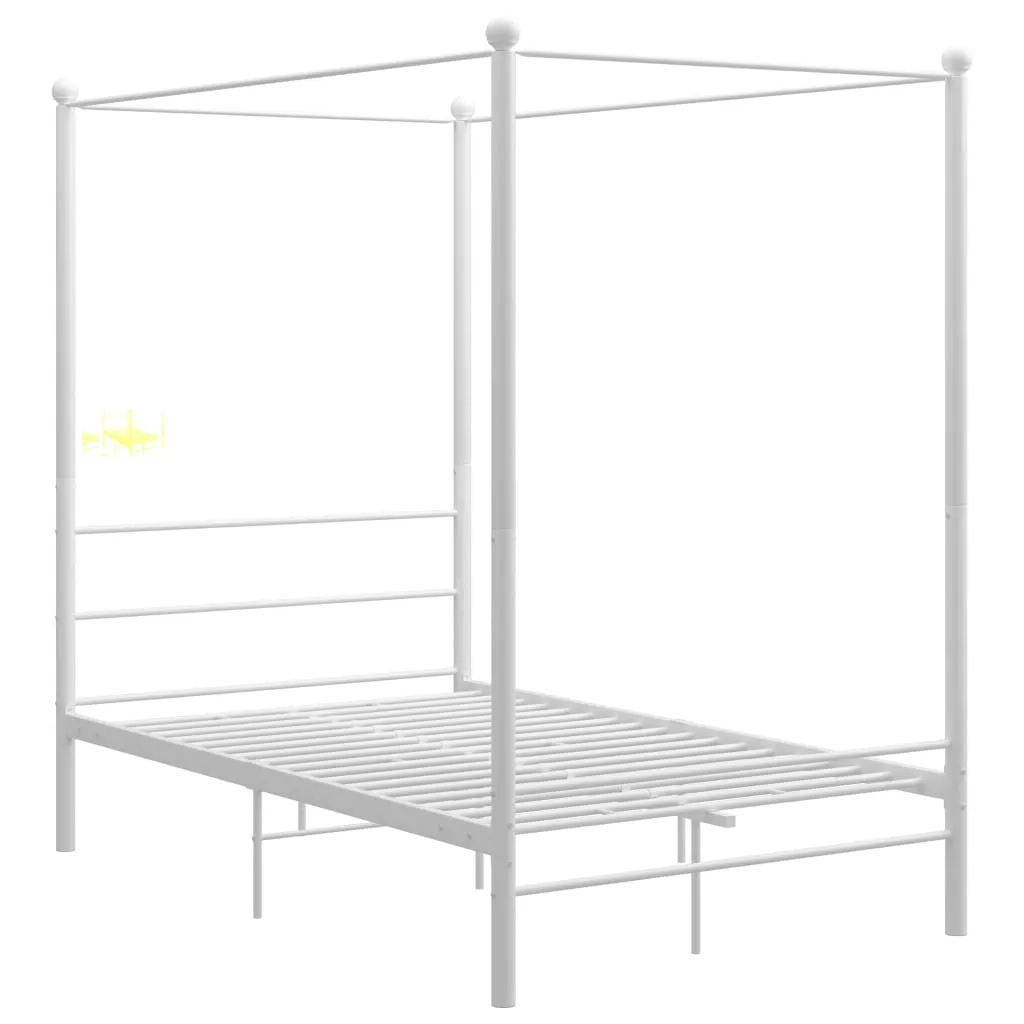 Bed Frame with Canopy without Mattress White 140x200 cm Metal