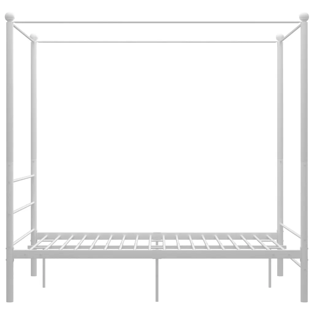 Bed Frame with Canopy without Mattress White 140x200 cm Metal