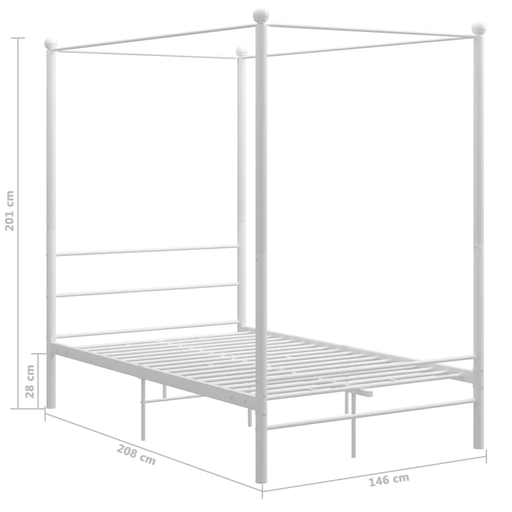 Bed Frame with Canopy without Mattress White 140x200 cm Metal