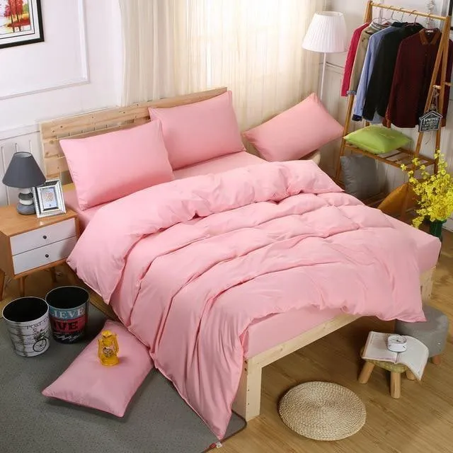 Bedding Set Soild Color Duvet Cover Sets Single Double King Size Modren Cute Kid Bed Linen Sheets