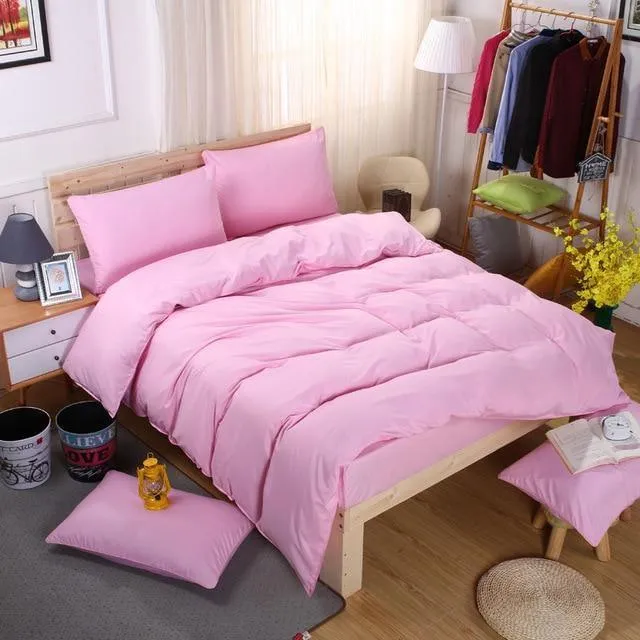 Bedding Set Soild Color Duvet Cover Sets Single Double King Size Modren Cute Kid Bed Linen Sheets