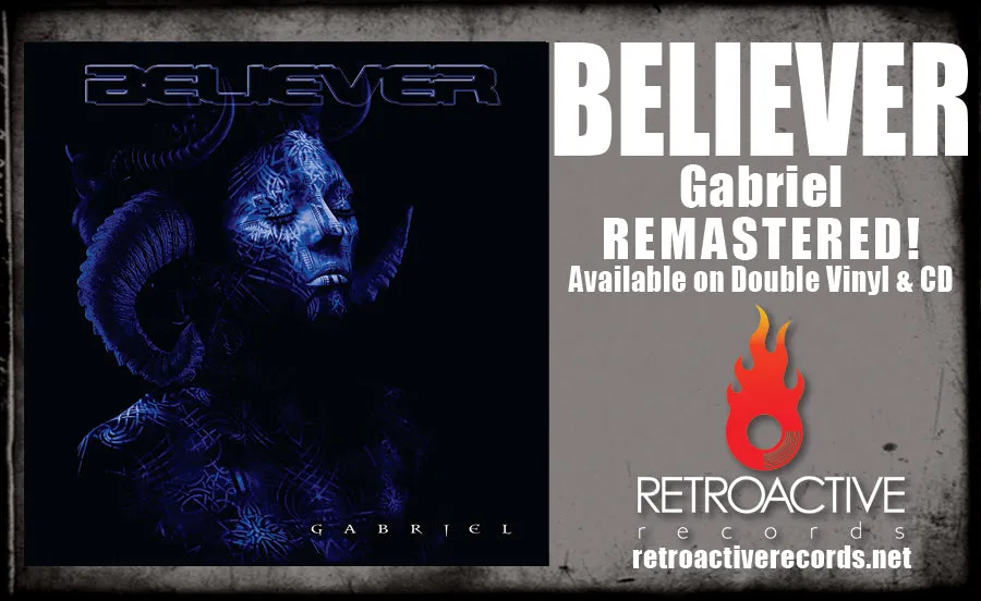 BELIEVER - GABRIEL (DOUBLE TRANSPARENT BLUE-BLOOD VINYL, Gatefold w Poster, 2021) w members from Evanescence/Living Sacrifice