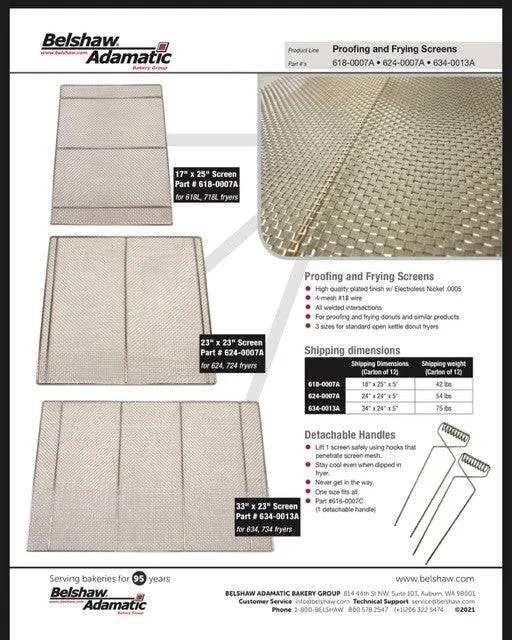 Belshaw 17 x 25 inches Fry Screen (43 x 64 cm). Used for proofing and frying.