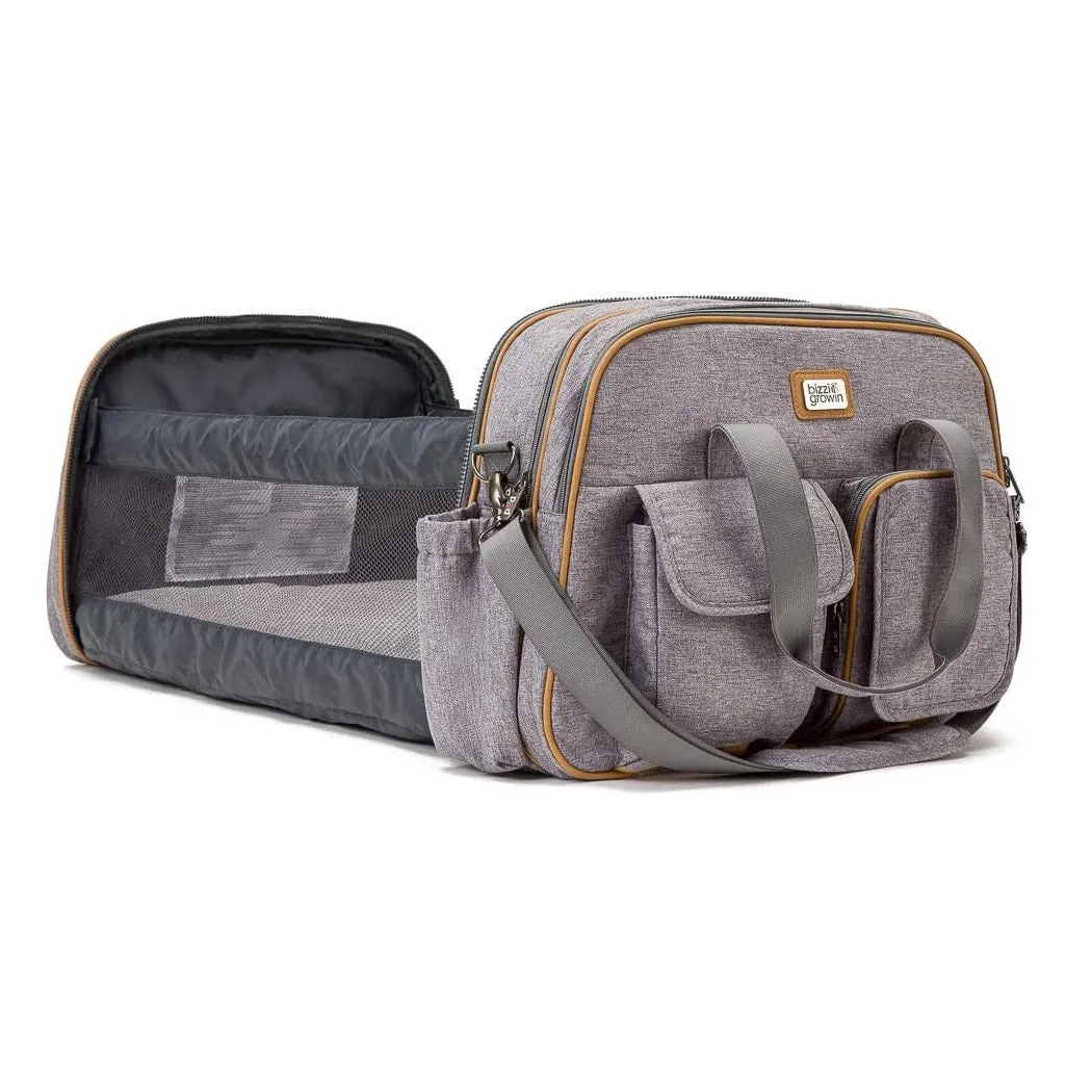 Bizzi Growin Baby Travel Crib Changing Bag - The POD® (Windsor Grey)